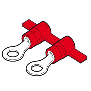 Końcówki oczkowe izolowane | M4/3, 0.25÷1.5mm² (AWG 22÷16) - kolor czerwony | UL94, bezhalogenowe, 115°C | Opakowanie: szpula 2000 szt. | CEMBRE