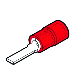 Końcowki igiełkowe płaskie izolowane PVC | 0.25÷1.5mm² (AWG 22÷16) - kolor czerwony, długość P: 13.2mm, szerokość B: 1.9mm | UL, 80°C | Opakowanie: 100 szt. | CEMBRE