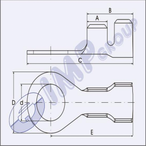 Końcówka oczkowa M8,4 CuZn/Sn. Zakres 3-6mm2. Grubość materiału: 0,8mm.